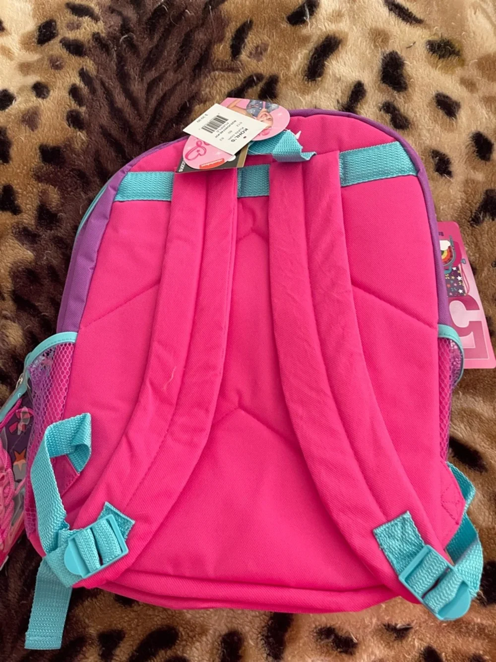 JoJo Siwa Pink Purple Turquoise Rainbow Kids Backpack with Bow Accent